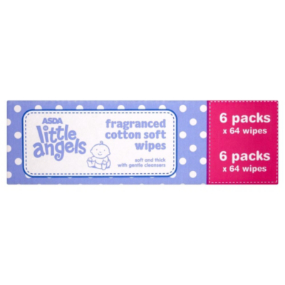 ASDA Little Angels Fragranced Cotton Soft Wipes 6 x 64 Wipes