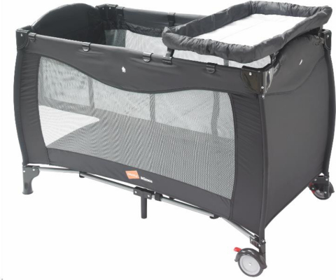 Babyway Luxury Travel Cot, Black/Silver KMLTC