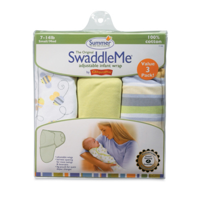 SwaddleMe Cotton 3-Pack- Busy Bee, Stripe, Sage