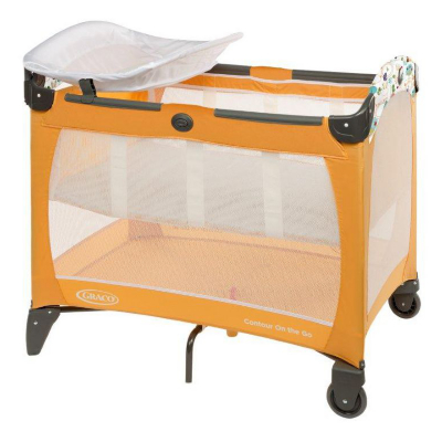 GRACO Contour On The Go Travel Cot, Orange 1857476