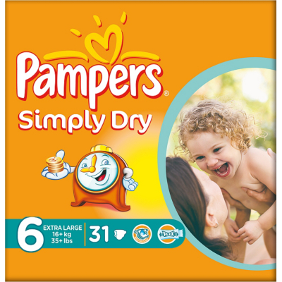 Asda Direct - Pampers Nappies Simply Dry Size 6 (Giant) 16 31 Nappies