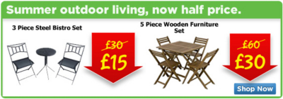 Summer outdoor living, now half price