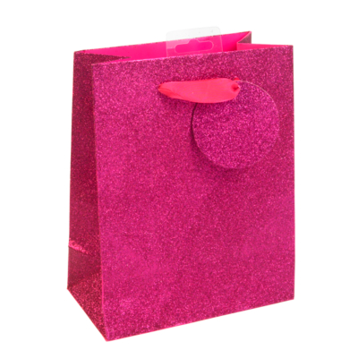 ASDA Small Hot Pink Glitter Gift Bag, Pink 6963-0