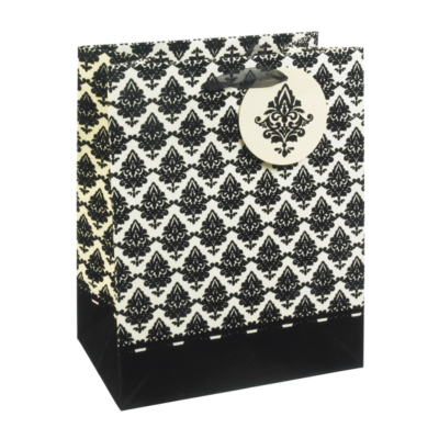 ASDA Medium Elegant Flock Gift Bag, Black 7012-0
