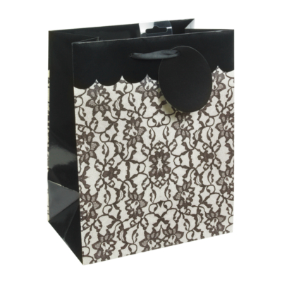 ASDA Medium Elegant Lace Gift Bag, Black 7015-0