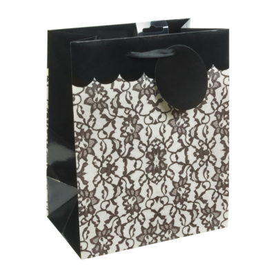 ASDA Medium Elegant Lace Gift Bag, Black 7015-0