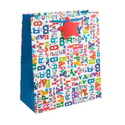 ASDA Large Bright Happy Birthday Gift Bag, Cream 7028-0