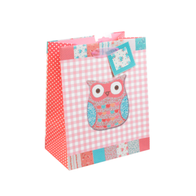 ASDA Medium Owl Gift Bag, Pink 7040-0