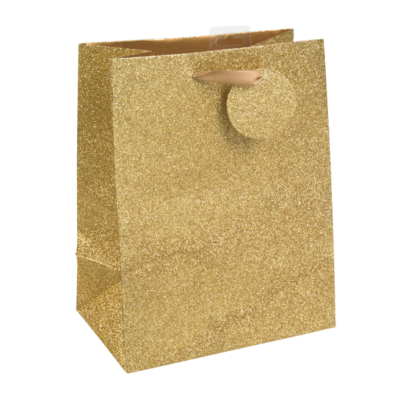 ASDA Medium Gold Glitter Gift bag, Gold 7428-0