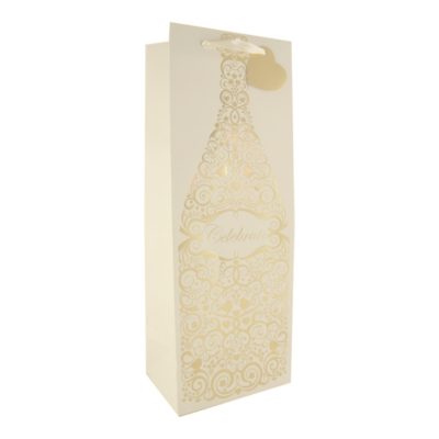 ASDA Bottle Gift Bag- Champagne, Gold 208955