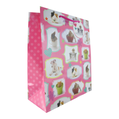 Animal Medium Gift Bag- Animals, Pink 209945