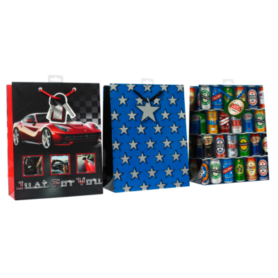 Cars-Stars-Beer Gift Bag Set, Blue AS0185