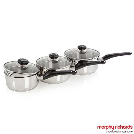 Morphy Richards Equip Saucepan Set 3 Piece | Pots & Pans | ASDA direct