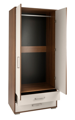 Moscow 2 Door Wardrobe Walnut Effect & Cream Wardrobes at ASDA