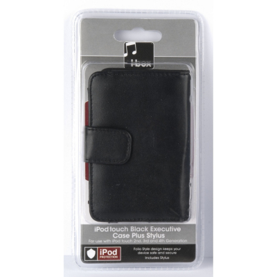 iBox iPod Touch Black Leather Case and Stylus