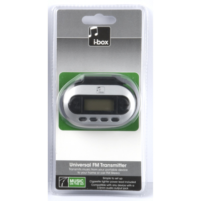 iBox Universal FM Transmitter, Black and Silver