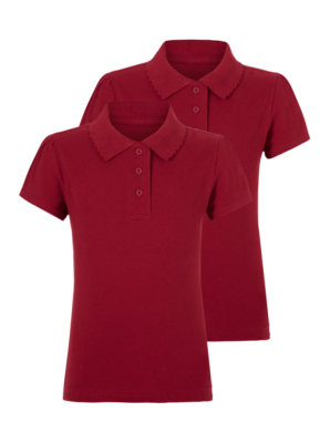 2 Pack Scallop Collar School Polo Shirts