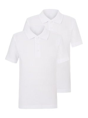 2 Pack White School Polo Tops