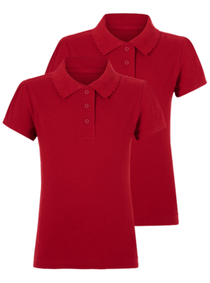 2 Pack Scallop Collar School Polo Shirts