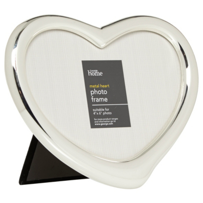 ASDA Silver Heart Photo Frame - 6 x 4ins, Silver