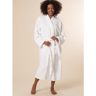 George Heart Detail Dressing Gown - White, White