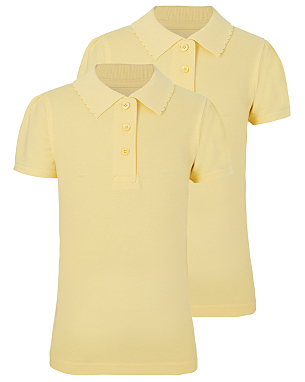 Girls School Scallop Polo Shirts - 2 Pack Yellow | School | George at ASDA