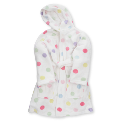 George Spotted Supersoft Dressing Gown - White, White