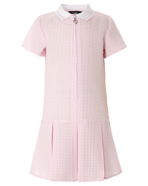 Pink Sporty Style Gingham Dress