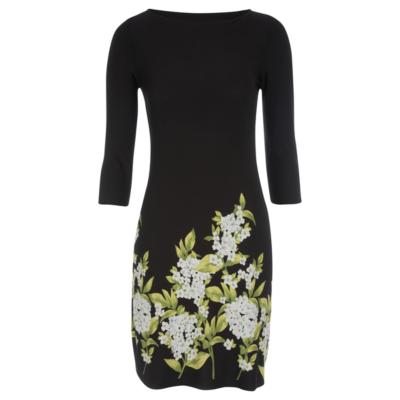 George Floral Border Dress - Black, Black