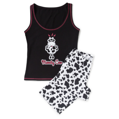 Asda George 'Moody Cow' Pyjama Set - Black, Black