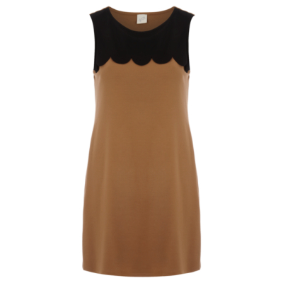 George G21 Scallop Trim Dress - Camel, Camel