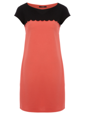 Scallop Trim Shift Dress