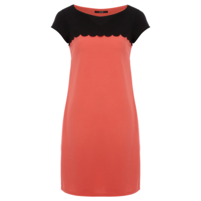 George Scallop Trim Shift Dress - Coral, Coral