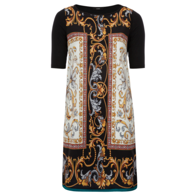 George Scarf Print Tunic Dress - Black, Black