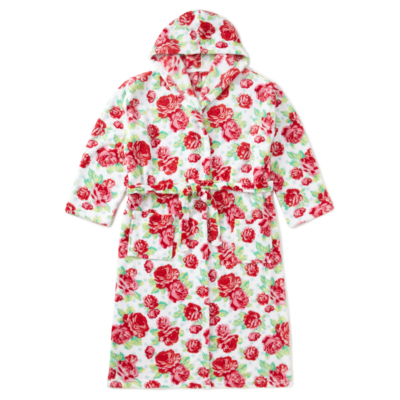 George Floral Hooded Dressing Gown - Aqua