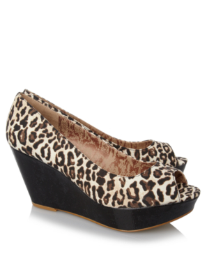 Leopard Print Peep Toe Wedges | Women | George at ASDA
