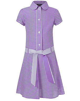 Belted Gingham Dress - Lilac | School | George at ASDA
