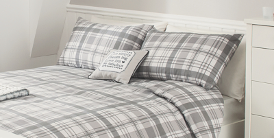 Home Grey Check Duvet Set Bedding at ASDA