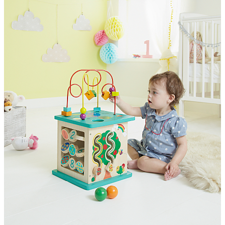George Home 5 in 1 Wooden Activity Cube | Wooden Toys | ASDA direct