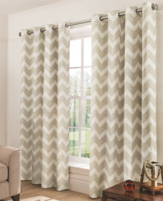 Home Natural Chevron Eyelet Curtains Curtains at ASDA