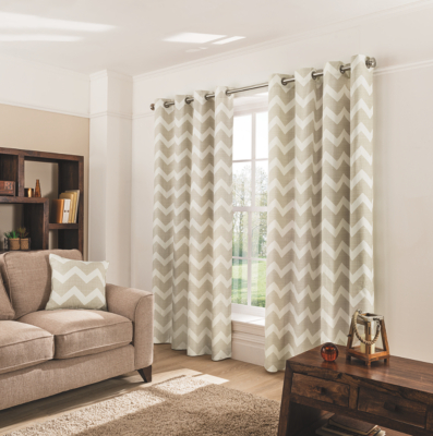 Home Natural Chevron Eyelet Curtains Curtains at ASDA