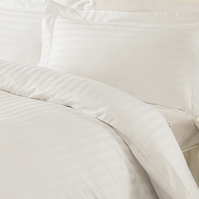 Luxury By Home Sateen Stripe Duvet Set 300 Thread Count White