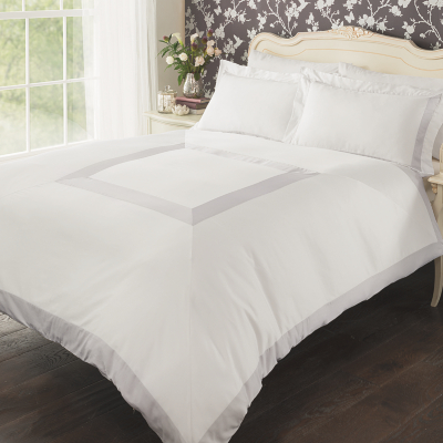 Luxury by Home Border Duvet Set Silver Bedding at ASDA