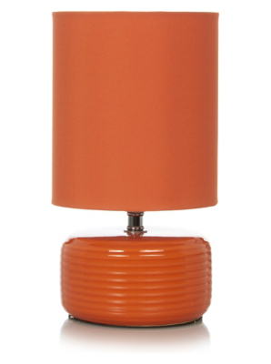 Home Ridged Ceramic Table Lamp Orange Lighting at ASDA