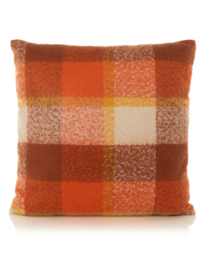 Home Large Orange Check Cushion 58x58cm Cushions at ASDA