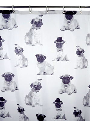 Home Pugs Shower Curtain Home & Garden at ASDA