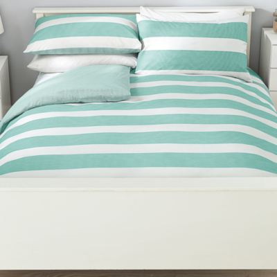 Home Duck Egg Rugby Stripe Duvet Bedding at ASDA
