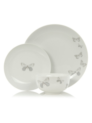 Home 12 Piece Butterfly Dinner Set Dining at ASDA