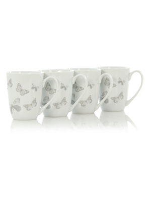 Home Butterfly Mugs Set Of 4 Cups & Mugs at ASDA