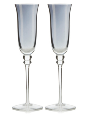 Excellence By Home Silver Champagne Flutes Set of 2